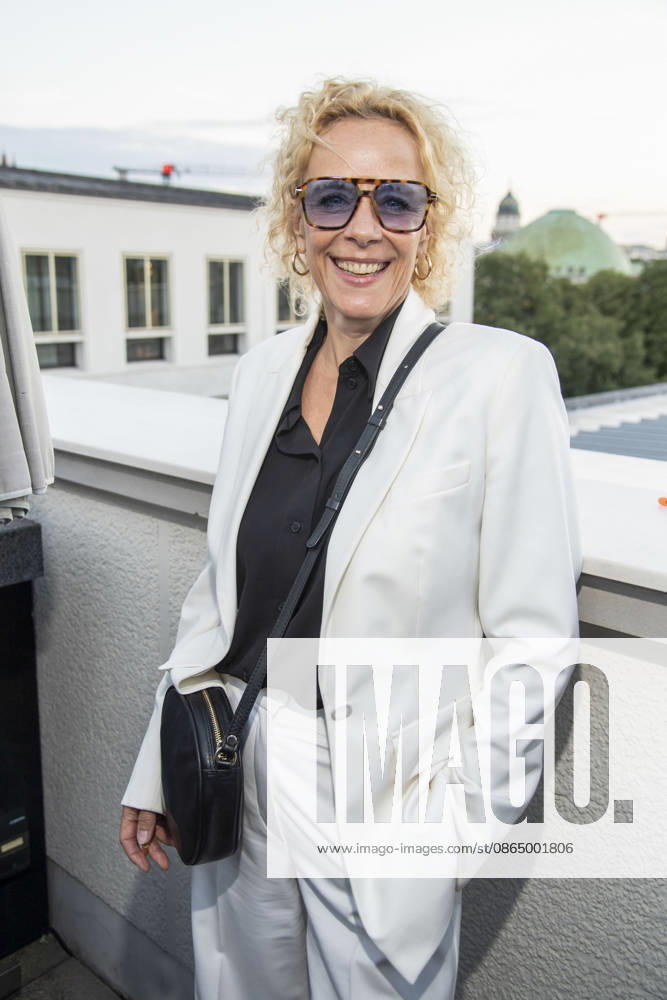 ABB FILM NIGHT: Katja Riemann attends the opening reception for the 2026 UFA Film Nights on the rooftop terrace of Bertelsmann Repraesentanz on August 26, 2026, in Berlin, Germany