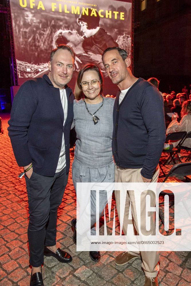 ABB FILM NIGHT: Martin Stange, Michelle Muenteferin, and Soenke Moehring attended the opening reception for the 2026 UFA Film Nights on the rooftop terrace of Bertelsmann Repraesentanz on August 26, 2026, in Berlin, Germany