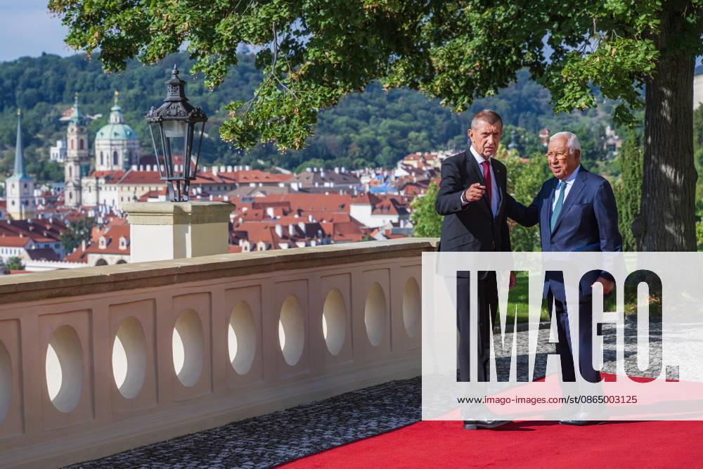 Czech Prime Minister Andrej Babis, left, received the President of the European Council Antonio Costa, in Prague, Czech Republic, on August 27, 2026. (CTKxPhoto VitxSimanek) CTKPhotoP2026082702683 CTKPhotoP2026082702683