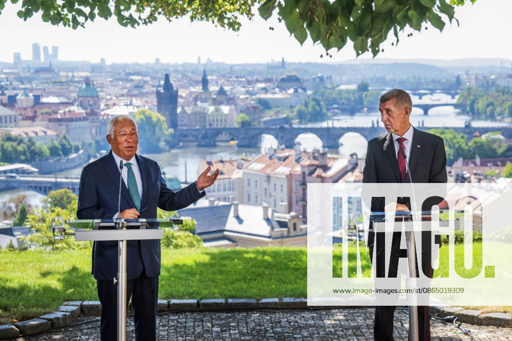 Czech Prime Minister Andrej Babis, right, and President of the European Council Antonio Costa, left, give the press conference after their meeting in Prague, Czech Republic, on August 27, 2026. (CTKxPhoto VitxSimanek) CTKPhotoP2026082703972 CTKPhotoP2026082703972