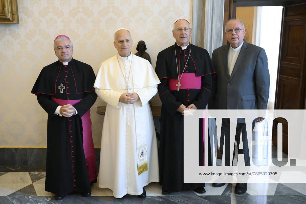 Pope Leo XIV private audience Italy, Rome , Vatican, 2026 8 27 Pope Leo XIV receives in a private audience with the Portuguese Episcopal Conference in The Vatican - NO BOOKS