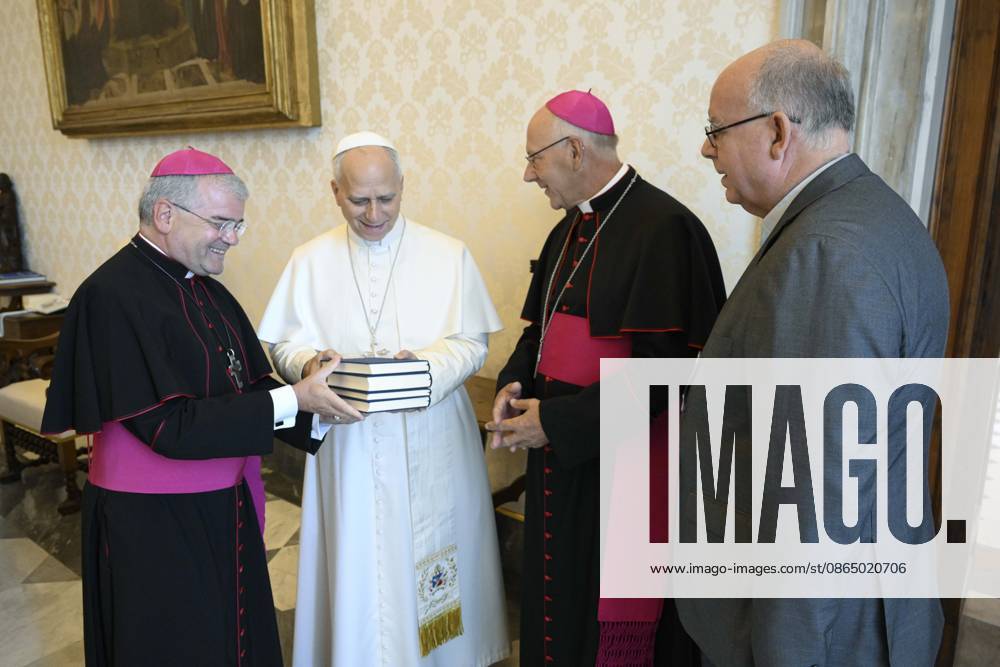 Pope Leo XIV private audience Italy, Rome , Vatican, 2026 8 27 Pope Leo XIV receives in a private audience with the Portuguese Episcopal Conference in The Vatican - NO BOOKS