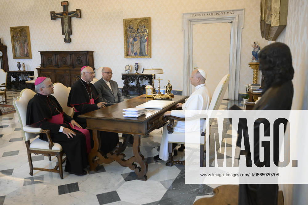 Pope Leo XIV private audience Italy, Rome , Vatican, 2026 8 27 Pope Leo XIV receives in a private audience with the Portuguese Episcopal Conference in The Vatican - NO BOOKS