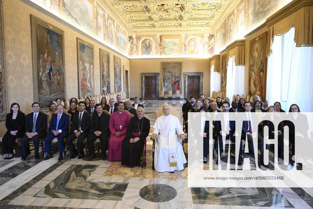 Pope Leo XIV private audience Italy, Rome , Vatican, 2026 8 27 Pope Leo XIV receives in a private audience Participants in the Meeting organized by the Pontifical Commission for Latin America on Addictions in Latin America in The Vatican - NO BOOKS