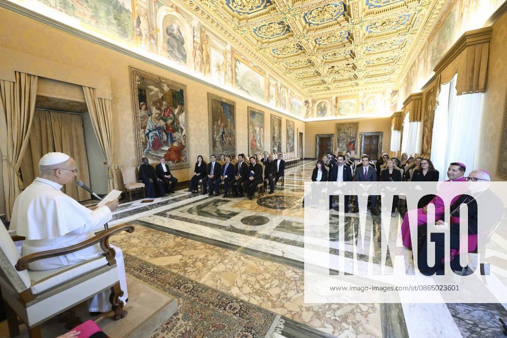 Pope Leo XIV private audience Italy, Rome , Vatican, 2026 8 27 Pope Leo XIV receives in a private audience Participants in the Meeting organized by the Pontifical Commission for Latin America on Addictions in Latin America in The Vatican - NO BOOKS