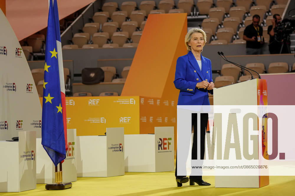 La REF 2026 Aurelien Morissard MAXPPP MAXPPP Paris August 27, 2026 Ursula von der Leyen, President of the European Commission, during the La REF 2026 meeting of French entrepreneurs, organized by the MEDEF, France’s main employers’ federation, at the Roland Garros venue in Paris on August 27, 2026 Aurelien Morissard MAXPPP Paris France