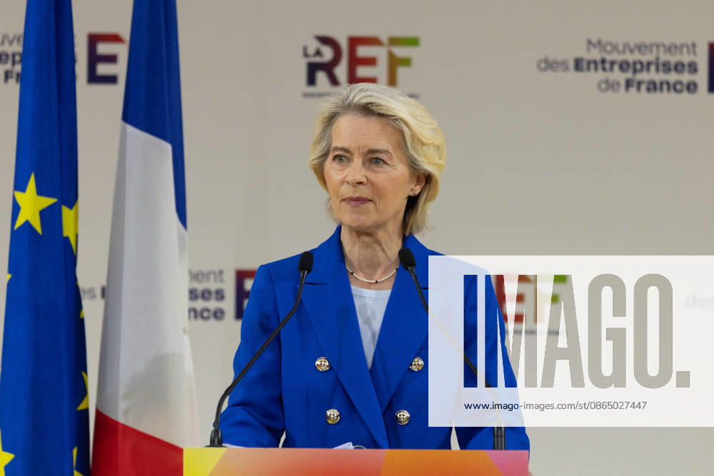 Second day of La REF 2026 meeting - Paris European Commission President Ursula von der Leyen during the La REF 2026 meeting of French entrepreneurs, organised by the MEDEF, France s main employers federation, at the Roland-Garros venue in Paris on August 27, 2026. Photo by Raphael Lafargue ABACAPRESS.COM Paris France