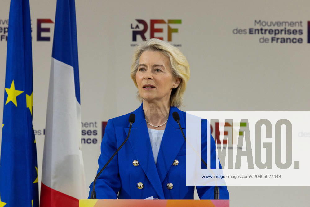Second day of La REF 2026 meeting - Paris European Commission President Ursula von der Leyen during the La REF 2026 meeting of French entrepreneurs, organised by the MEDEF, France s main employers federation, at the Roland-Garros venue in Paris on August 27, 2026. Photo by Raphael Lafargue ABACAPRESS.COM Paris France