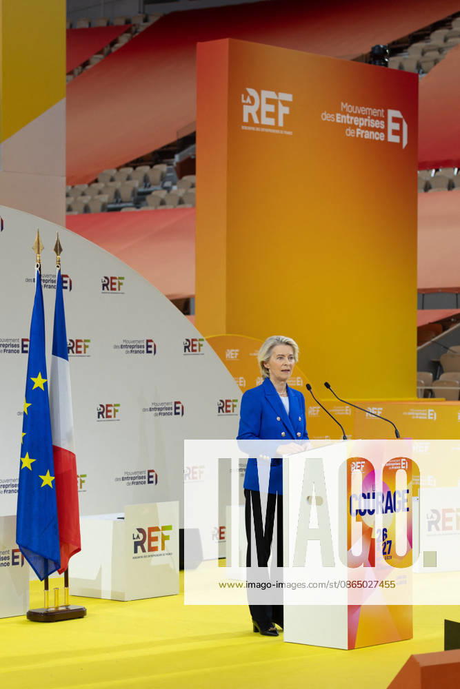 Second day of La REF 2026 meeting - Paris European Commission President Ursula von der Leyen during the La REF 2026 meeting of French entrepreneurs, organised by the MEDEF, France s main employers federation, at the Roland-Garros venue in Paris on August 27, 2026. Photo by Raphael Lafargue ABACAPRESS.COM Paris France