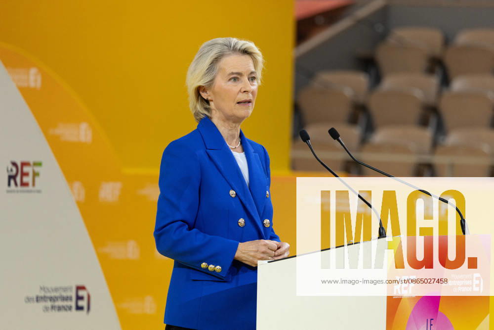 Second day of La REF 2026 meeting - Paris European Commission President Ursula von der Leyen during the La REF 2026 meeting of French entrepreneurs, organised by the MEDEF, France s main employers federation, at the Roland-Garros venue in Paris on August 27, 2026. Photo by Raphael Lafargue ABACAPRESS.COM Paris France