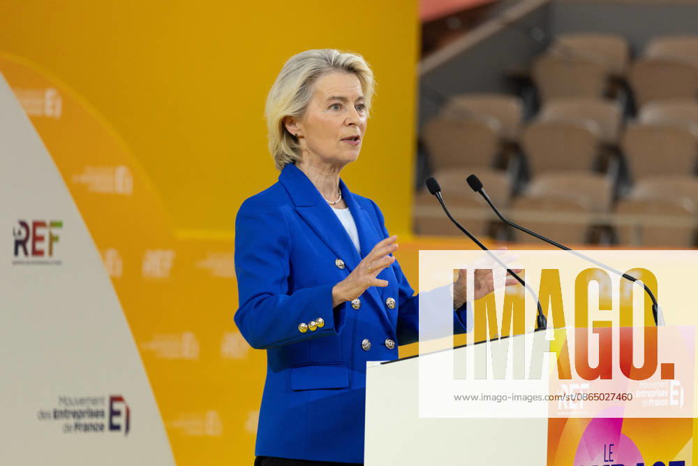 Second day of La REF 2026 meeting - Paris European Commission President Ursula von der Leyen during the La REF 2026 meeting of French entrepreneurs, organised by the MEDEF, France s main employers federation, at the Roland-Garros venue in Paris on August 27, 2026. Photo by Raphael Lafargue ABACAPRESS.COM Paris France