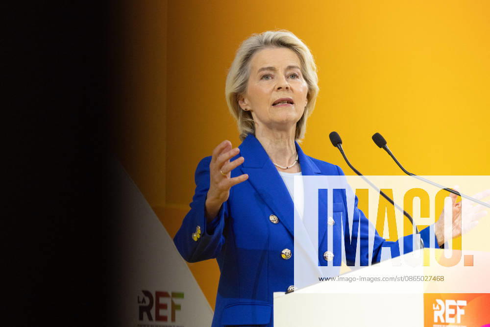 Second day of La REF 2026 meeting - Paris European Commission President Ursula von der Leyen during the La REF 2026 meeting of French entrepreneurs, organised by the MEDEF, France s main employers federation, at the Roland-Garros venue in Paris on August 27, 2026. Photo by Raphael Lafargue ABACAPRESS.COM Paris France