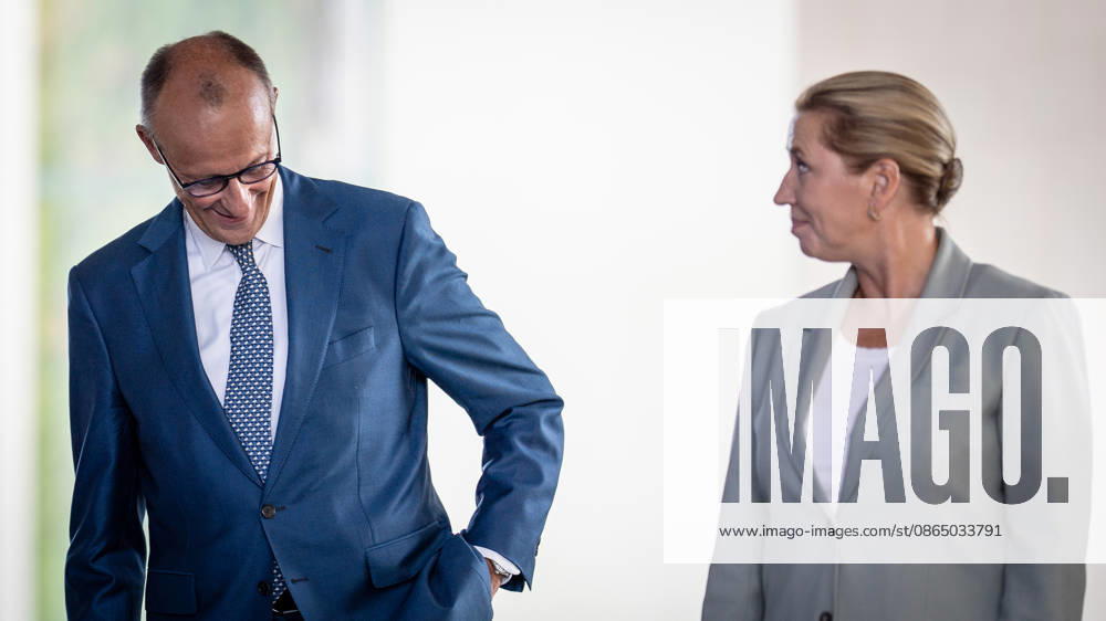 Friedrich Merz, Chancellor of Germany; Mette Frederiksen, Minister of State of Denmark (from left): Meeting of heads of state and government from several like-minded EU countries regarding the next Multiannual Financial Framework at the Federal Chancellery, Berlin, Germany; Federal Chancellery, Berlin