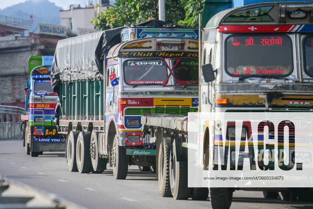 Trucks and other vehicles remain stranded along the Kalankiâ€Thankotâ€Nagdhunga route in Kathmandu, Nepal, on August 27, 2026, as major highways remain closed following devastating flash floods and landslides. The stranded vehicles have occupied multiple lanes along the road, causing traffic congestion and further disrupting movement in the area. The floods swept through Rasuwa and other parts of central Nepal before surging downstream along the Trishuli and Narayani river systems, damaging roads, bridges, settlements and other infrastructure. The Nagdhungaâ€Muglin route, a key road connection between Kathmandu and other parts of the country, has been closed, disrupting the movem - ZUMAs330 20260827_zsp_s330_008