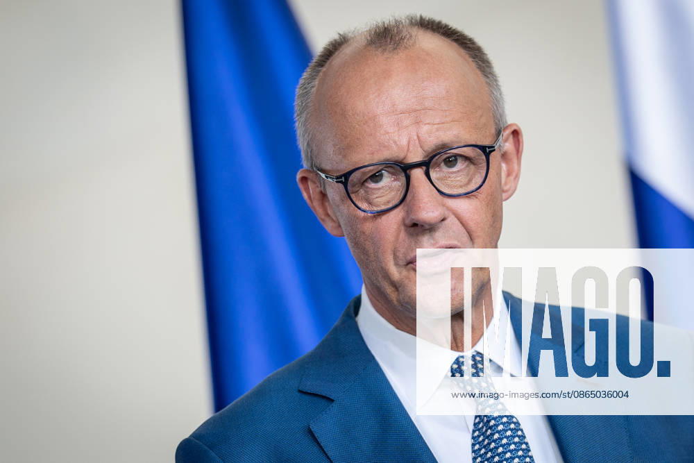 Chancellor Friedrich Merz during the joint press conference following a meeting of the heads of state and government of several like-minded EU countries on the next Multiannual Financial Framework at the Federal Chancellery, Berlin, Germany; Federal Chancellery