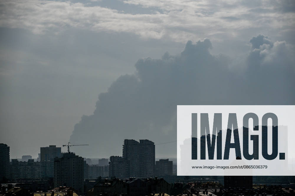 Smoke rises over the Ukrainian capital following a Russian attack, Kyiv, Ukraine, on August 27, 2026. Since the night of August 27, Russian forces have been attacking the capital with ballistic missiles and strike drones. The overnight and daytime attacks have caused destruction and falling debris in several districts of Kyiv. Residential buildings, cars, a gymnasium and a medical facility have been damaged (Photo by Yevhen Kotenko Ukrinform) Smoke billows over Kyiv following Russian attack