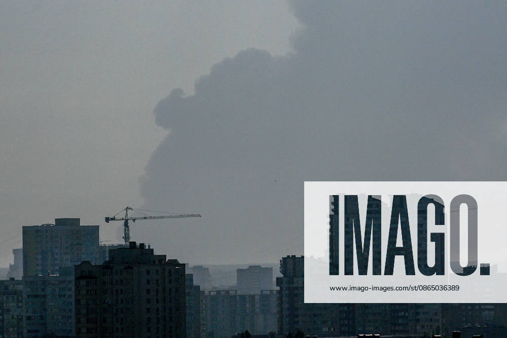 Smoke rises over the Ukrainian capital following a Russian attack, Kyiv, Ukraine, on August 27, 2026. Since the night of August 27, Russian forces have been attacking the capital with ballistic missiles and strike drones. The overnight and daytime attacks have caused destruction and falling debris in several districts of Kyiv. Residential buildings, cars, a gymnasium and a medical facility have been damaged (Photo by Yevhen Kotenko Ukrinform) Smoke billows over Kyiv following Russian attack