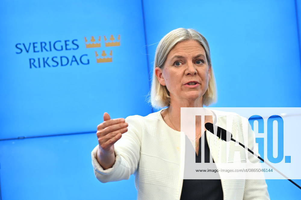 STOCKHOLM, SWEDEN 20260827 Social Democratic Party leader Magdalena Andersson (S) comments on the serious situation facing the Swedish economy STOCKHOLM, SWEDEN