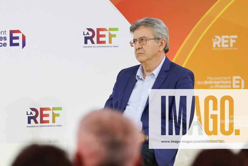 REF Medef - Presidential Debate Leader of the La France Insoumise party Jean-Luc Melenchon at the presidential debate during the La REF 2026 meeting of French entrepreneurs, organised by the MEDEF, France s main employers federation, at the Roland-Garros venue in Paris, France on August 27, 2026. Photo by Raphael Lafargue ABACAPRESS.COM Paris France