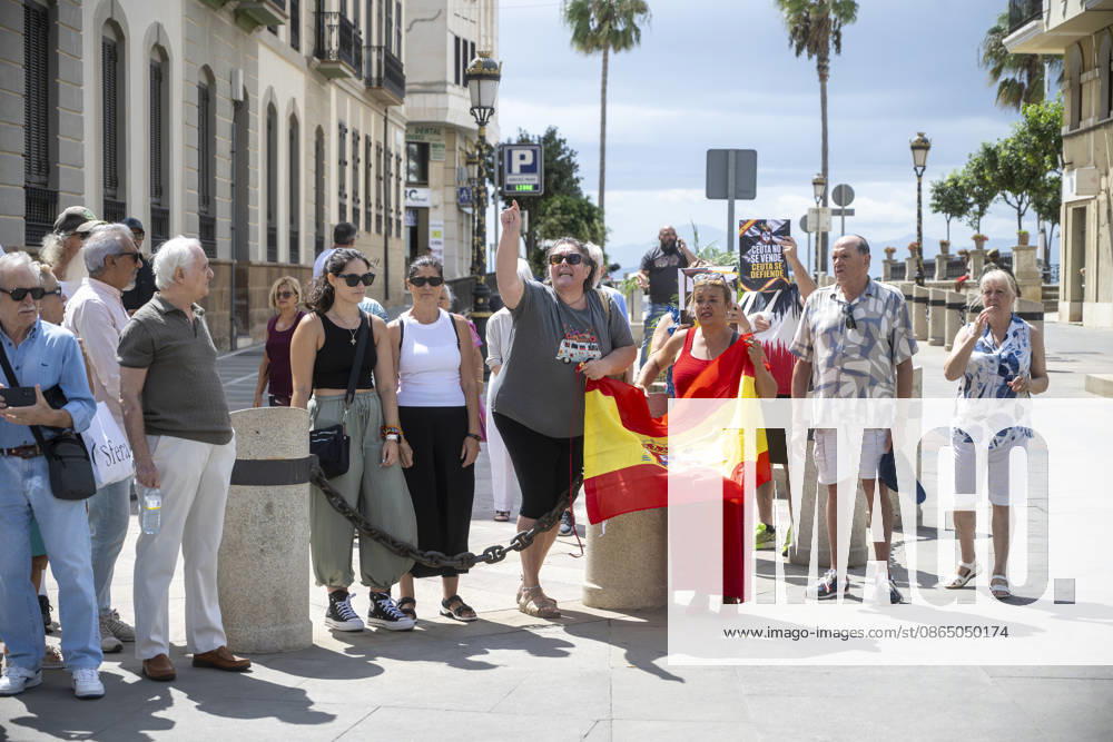 Ceuta Residents Protest in Front of City Hall Several people carry a Spanish flag as they protest in front of City Hall on August 27, 2026, in Ceuta, Spain. Ceuta residents denounce the government’s neglect and inaction one month after the mass influx of migrants on July 30. AUGUST 27, 2026 MIGRATION CRISIS Ceuta Ceuta, Spain