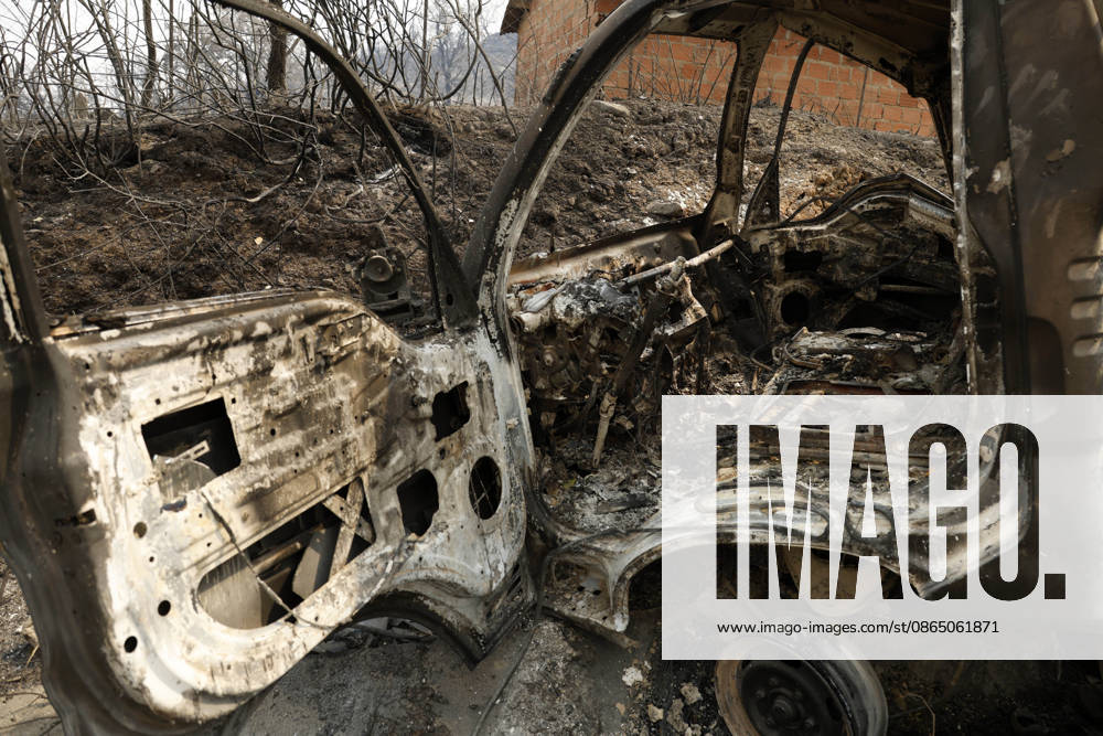 Fires in Jijel and Bedjaia: A general view of the burned houses, cars, and animals in the village of Nador, in the Jijel Mountains east of Algiers, in Algeria on August 27, 2026. The Algerian Ministry of the Interior announced that at least 12 people have died and 54 others have been injured in multiple forest fires across the country. Photo by Billel Bensalem, APP, Jijel, Algeria