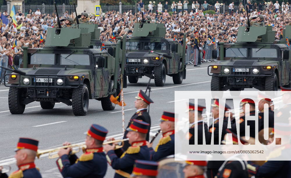 MOLDOVA, CHISINAU - AUGUST 27, 2026: A military parade marking 35 years of Moldova’s independence. More than 2,000 soldiers and military officers took part in the parade that featured more than 100 pieces of military and special hardware, including armoured vehicles, drones and other armaments provided by NATO member states. Vadim Denisov TASS 96705713