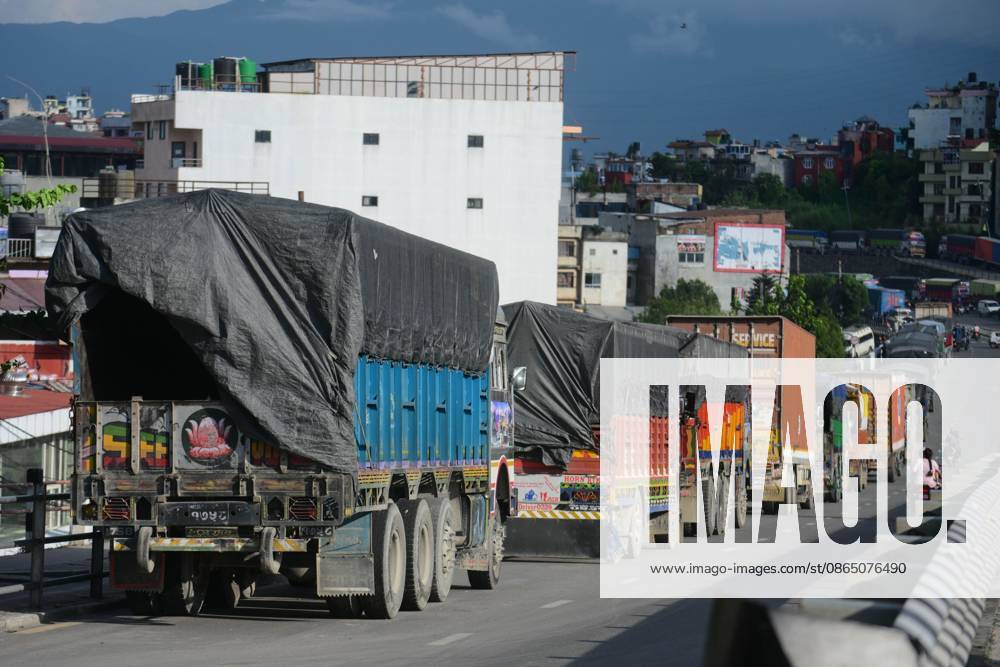 KATHMANDU, NEPAL, AUGUST 27, 2026: Trucks and other vehicles remain stranded along the Kalankiâ€Thankotâ€Nagdhunga route in Kathmandu as major highways remain closed following flash floods and landslides in parts of Nepal. The stranded vehicles occupy multiple lanes, causing severe traffic congestion and disrupting the movement of people and goods. The floods and landslides damaged roads, bridges, settlements and other infrastructure, while the closure of the Nagdhungaâ€Muglin route has disrupted a key road connection between Kathmandu and other parts of the country. Kathmandu Nepal - ZUMAq101 20260827_zna_q101_060