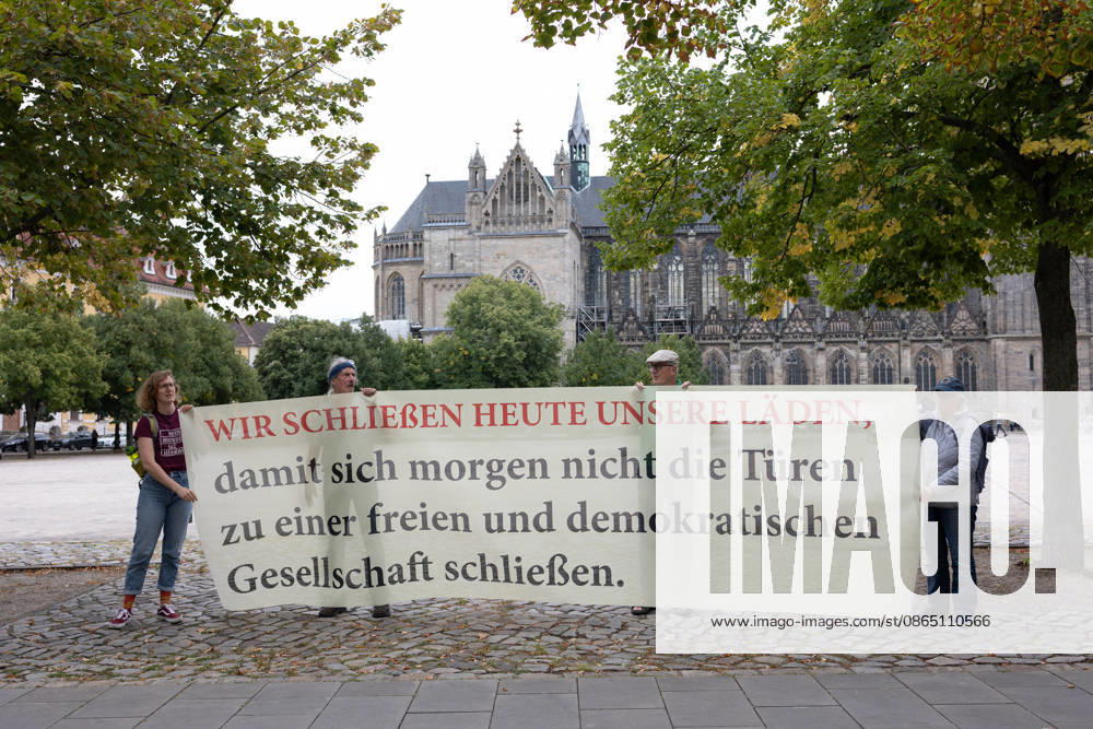 Migra-Streik rally against racism and social exclusion in Germany s Magdeburg MAGDEBURG, GERMANY - AUGUST 27: Business owners, organizers and supporters take part in a rally against racism and social exclusion outside the Saxony-Anhalt state parliament at Domplatz in Magdeburg, Germany, on August 27, 2026. The rally was held as part of the Migra-Streik, during which participating migrant-run businesses across Magdeburg voluntarily closed from 10 a.m. to 3 p.m. to call for solidarity and the protection of a free and democratic society, ahead of Saxony-Anhalt s state election on September 6. Somaya Abdelrahman Anadolu Magdeburg Germany. Editorial use only. Please get in touch for any other usage.