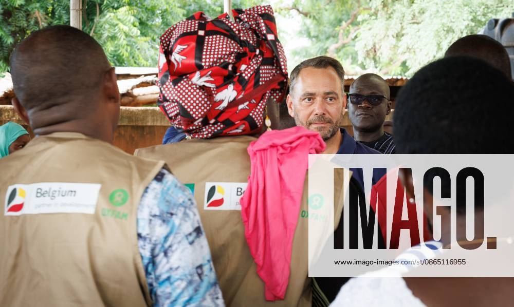 Belgian Foreign Minister Maxime Prevot pictured during a visit to the nutritional care centre of UNICEF in Kaya on the second day of a diplomatic mission of Belgian Foreign Minister in the Sahel region, in Ouagadougou, Burkina Faso. BENOITxDOPPAGNE 184535024