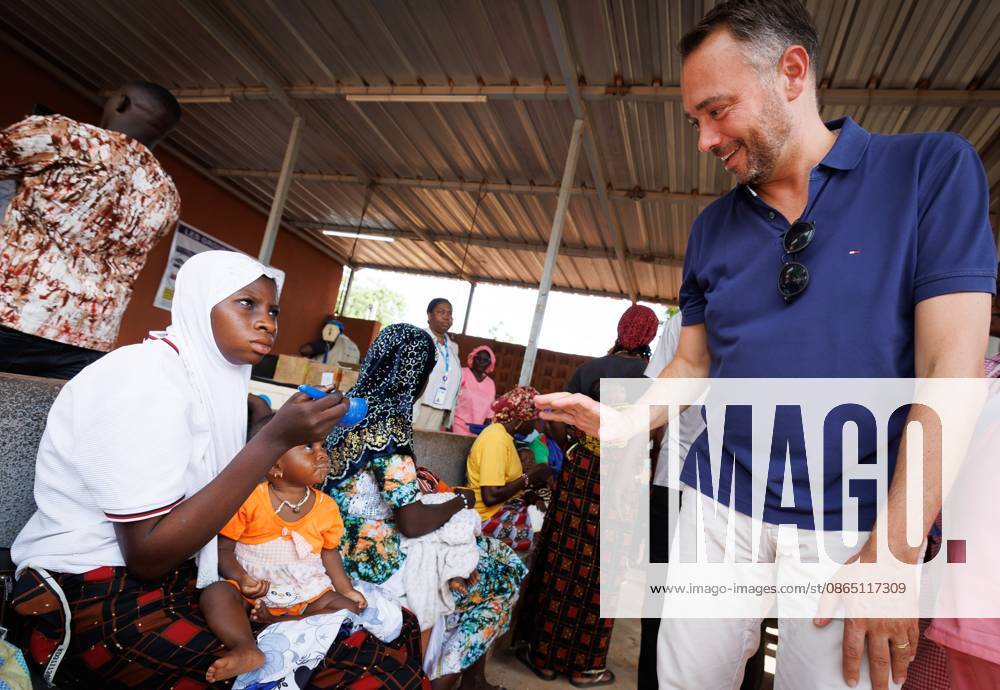 Belgian Foreign Minister Maxime Prevot pictured during a visit to the nutritional care centre of UNICEF in Kaya on the second day of a diplomatic mission of Belgian Foreign Minister in the Sahel region, in Ouagadougou, Burkina Faso. BENOITxDOPPAGNE 184535167