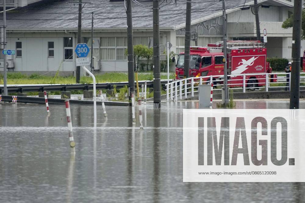 Torrential rain in central Japan A submerged road is pictured in Himi in Toyama Prefecture, central Japan, on Aug. 28, 2026, following torrential rain. A14AA0005626747P