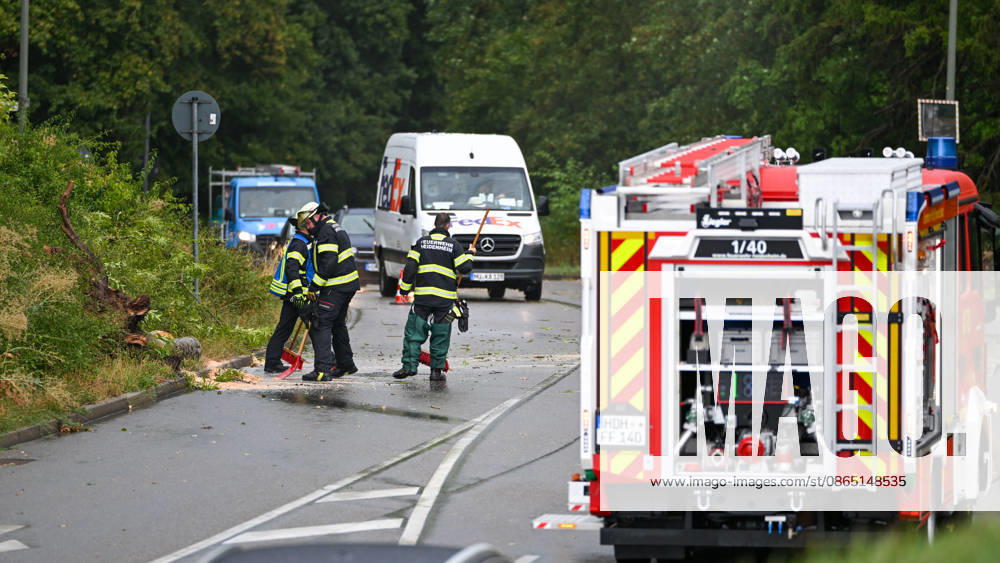 Severe Storm in Baden-Württemberg, A severe storm is sweeping across large parts of Baden-Württemberg. Dark thunderclouds, heavy rain, frequent lightning, and, in some places, strong gusts of wind characterize the weather conditions. Locally, the thunderstorms may be particularly intense. Heidenheim an der Brenz, Baden-Württemberg, Germany. Heidenheim an der Brenz