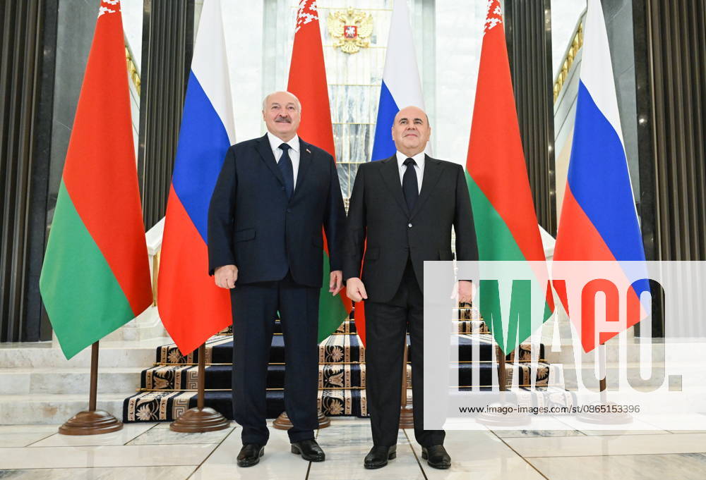 RUSSIA, MOSCOW - AUGUST 28, 2026: Russia s Prime Minister Mikhail Mishustin (R) and Belarus President Alexander Lukashenko pose during a meeting at the House of the Russian Government Moscow Russia - ZUMAt113 20260828_zaa_t113_260