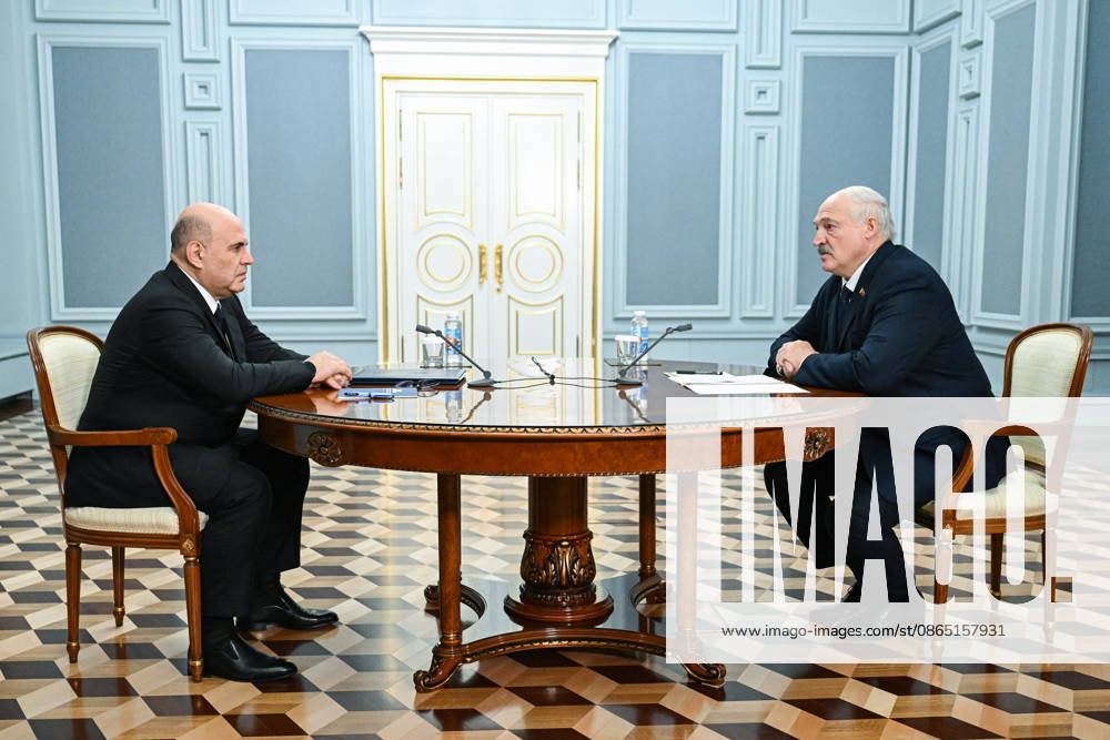 RUSSIA, MOSCOW - AUGUST 28, 2026: Russia s Prime Minister Mikhail Mishustin (L) and Belarus President Alexander Lukashenko hold a meeting at the House of the Russian Government Moscow Russia - ZUMAt113 20260828_zaa_t113_307