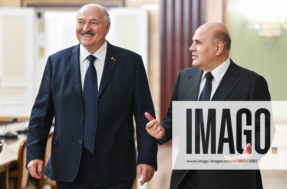 RUSSIA, MOSCOW - AUGUST 28, 2026: Russia s Prime Minister Mikhail Mishustin (R) and Belarus PresidentAlexander Lukashenko during a meeting at the House of the Russian Government Moscow Russia - ZUMAt113 20260828_zaa_t113_319