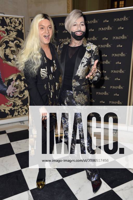 Julian F M Stoeckel and Harald Glööckler at the presentation POMPÖÖS hair by gfh at the Hotel Adlon Berlin 07 11 2018 Foto:xN.xKubelkax xFuturexImage