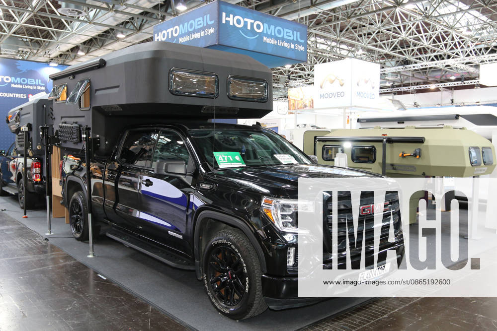 Hotomobil Gladiator XL on a GMC Sierra 1500 Elevation pickup with Duramax turbodiesel engine, Caravan Salon Düsseldorf, August 28–September 6, 2026, Messe Düsseldorf, the world’s leading trade fair for mobile travel, the world’s largest trade fair for motorhomes and travel trailers, camping and caravanning, mobile vacations, Düsseldorf, Germany