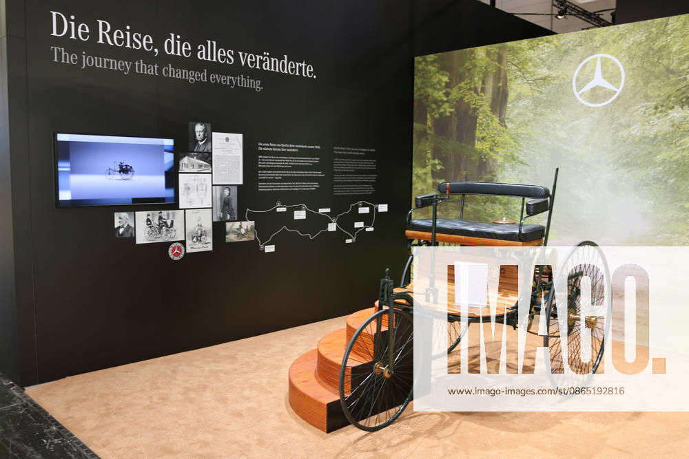 Benz Patent Motor Car at the Mercedes-Benz booth, Caravan Salon Düsseldorf, August 28–September 6, 2026, Messe Düsseldorf, the world’s leading trade fair for mobile travel, the world’s largest trade fair for motorhomes and travel trailers, camping and caravanning, mobile vacations, Düsseldorf, Germany
