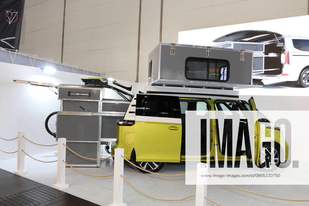 VW ID Buzz at the Cubivan booth at the Caravan Salon Düsseldorf, August 28–September 6, 2026, Messe Düsseldorf, the world’s leading trade show for mobile travel, the world’s largest trade show for motorhomes and caravans, camping, caravanning, and mobile vacations, Düsseldorf D