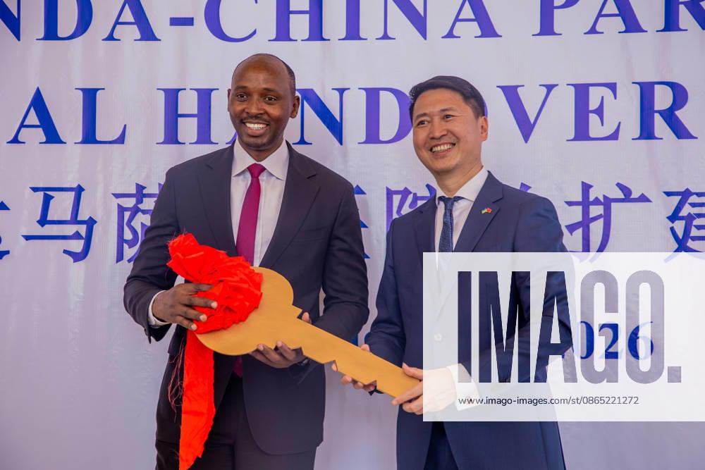 (260829) -- KIGALI, Aug. 29, 2026 -- Chinese Ambassador to Rwanda Gao Wenqi (R) and Rwandan Minister of Health Sabin Nsanzimana attend the handover ceremony of Masaka Hospital renovation and expansion project in Kigali, Rwanda, Aug. 28, 2026. TO GO WITH China hands over major hospital project to Rwanda (Photo by Cyril Ndegeya Xinhua) RWANDA-KIGALI-CHINA-HOSPITAL-HANDOVER CEREMONY LiuxYoumin