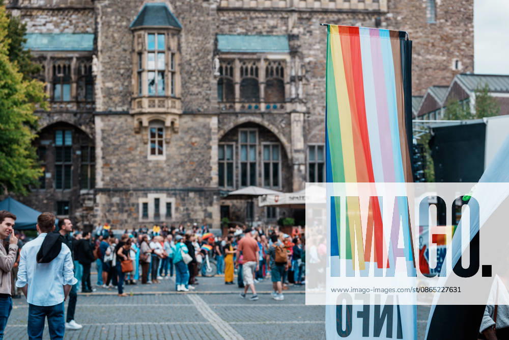 Germany, Aachen CSD, Aachen Pride 2026, Christopher Street Day, parade, equality, anti-queer sentiment, trans rights, equal rights, rainbow in front of City Hall on the Katschhof