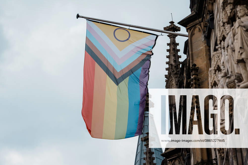 Germany, Aachen CSD, Aachen Pride 2026, Christopher Street Day, Parade, Equality, Anti-queer sentiment, Trans rights, Equal rights, Pride flag flying at Aachen City Hall on the Markt