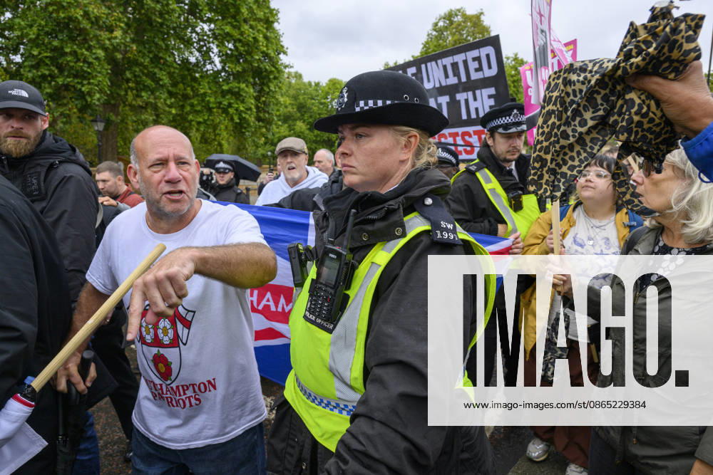Stand Up To Racism Protest Against UKIP Demonstration LONDON, UNITED KINGDOM - AUGUST 29: Right wing UK Independence Party (UKIP) supporters clash with Stand Up To Racism counter-demonstrators during anti-Islam demonstration in London, United Kingdom on August 29, 2026. Ray Tang Anadolu London United Kingdom. Editorial use only. Please get in touch for any other usage.