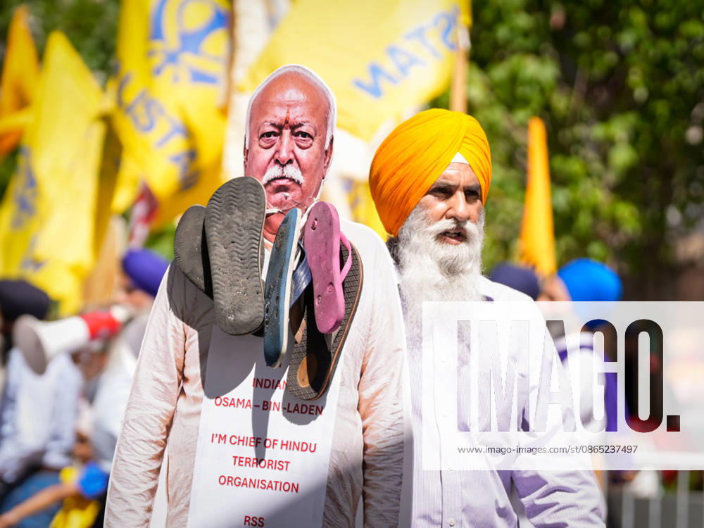 Protest Against the RSS Chief Mohan Bhagwat New York, NY August 29: Demonstrators gather outside Madison Square Garden for the Hindus Say No to the RSS rally, protesting the appearance of RSS chief Mohan Bhagwat and calling for a secular, interfaith India on August 29, 2026. Credit: Xavier Diaz AdMedia