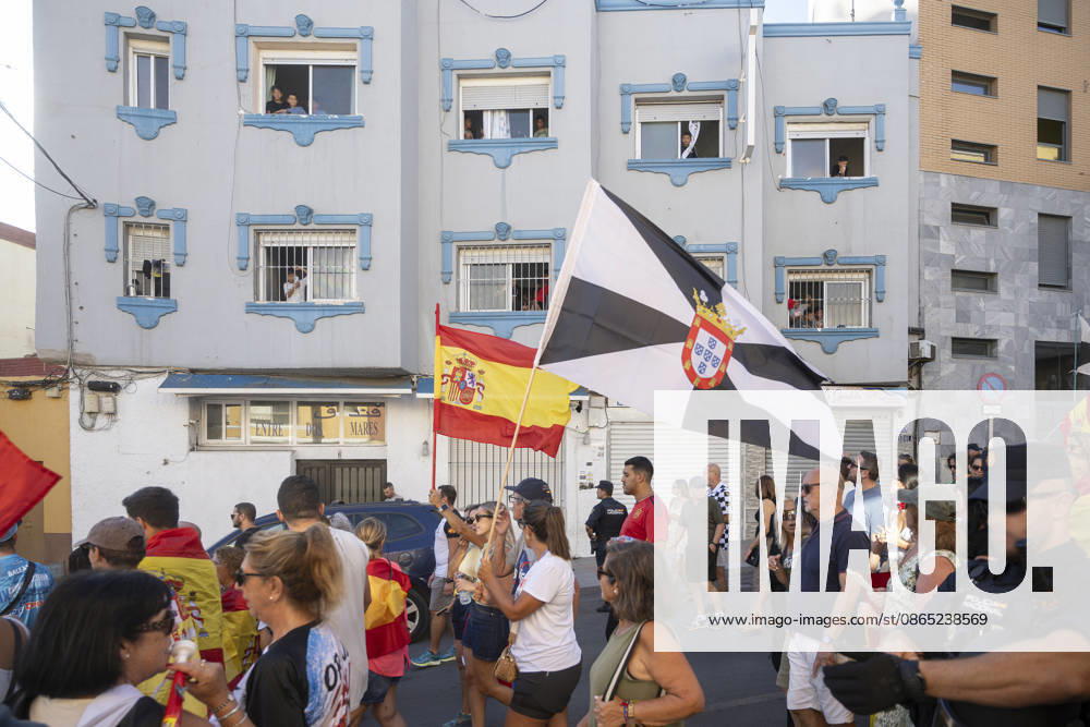 Peaceful demonstration organized by neighborhood associations in Ceuta: Dozens of people march past apartments housing minors during a peaceful demonstration on August 29, 2026, in Ceuta, Spain. The demonstration, which was distinctly peaceful in nature, was called by several neighborhood associations under the slogan Ceuta United, Ceuta at Peace. Another march planned for tonight was ultimately canceled by its organizers to prevent people who incite violence from joining them, after they were alerted to the possible arrival of extremist groups. August 29, 2026, Ceuta, Spain