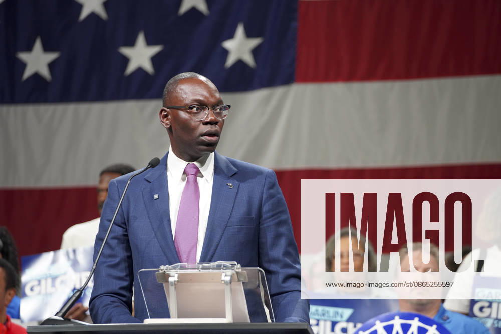 MI Democratic Party holds nominating convention LANSING, MICHIGAN, USA - AUGUST 29: Current Lt. Governor, Garlin Gilchrist and democratic candidate for Michigan Secretary of State speaks at the Michgan Democratic Nominating Convention in Lansing MI, on August 29th, 2026. Katie McTiernan Anadolu Michigan United States. Editorial use only. Please get in touch for any other usage.