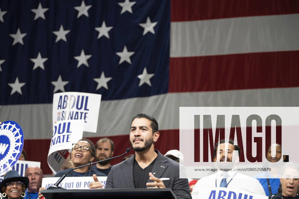 MI Democratic Party holds nominating convention LANSING, MICHIGAN, USA - AUGUST 29: Dr. Abdul El-Sayed, Democratic nominee for the US Senate, speaks at the Michgan Democratic Nominating Convention in Lansing MI, on August 29th, 2026. Katie McTiernan Anadolu Michigan United States. Editorial use only. Please get in touch for any other usage.