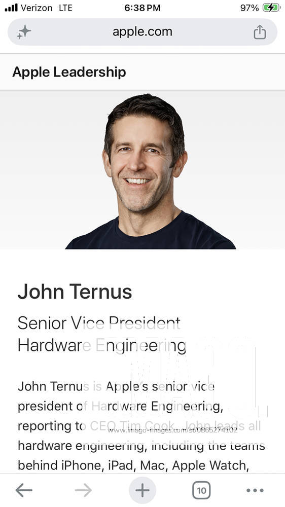 John Ternus is set to take over as Apple CEO from September 1, succeeding Tim Cook as the tech giant enters a new leadership era. Ternus, who currently serves as AppleÃ¢â‚¬â ¢s senior vice president of Hardware Engineering, will become the companyÃ¢â‚¬â ¢s seventh CEO. Apple Iphone screengrab of John Termus from the Apple Leadership Corporate Profile page. New York City USA - ZUMAt442 20260829_znp_t442_001