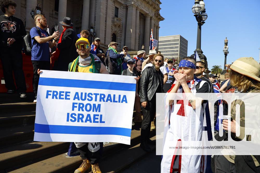 Far-right activists chant slogans during the rally..Hundreds of supporters of the far-right group March for Australia marched through Melbourneâ€⠢s CBD as part of a demonstration focused on freedom of speech and political expression, while counter-protesters gathered separately to oppose the march and its political messages. March for Australia organisers called for the repeal of laws they say restrict political communication, an end to government censorship and constitutional protection for freedom of speech. Melbourne Australia - ZUMAs197 20260830_aaa_s197_017