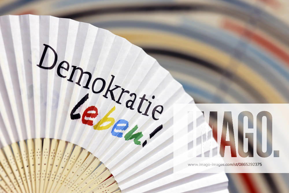 A fan on display at the Demokratie Leben organization s booth at Gamescom 26, the world s largest video game trade show, at Koelnmesse. Featured image, stock photo. Cologne, August 30, 2026. North Rhine-Westphalia, Germany